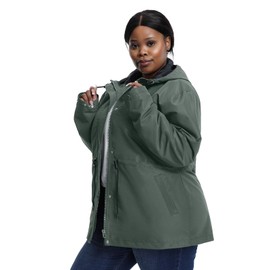 HHE Women's Plus Size Lightweight Windproof Jacket, Water-Resistant Windbreaker Jacket with Hood for Traveling, Hiking, Daily(green,4X)
