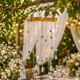 Crystal Sun Catcher,Rainbow Suncatcher Wooden Hanging Prism Window Decor
