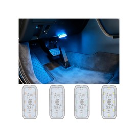 4PCS Wireless Car LED Lights, Magnetic Vehicle Ambient Light with 8 Bright LED Lamp Beads, Portable Automotive Interior Decorative Night Lamp, Universal for SUV RV Truck (Ice Blue)