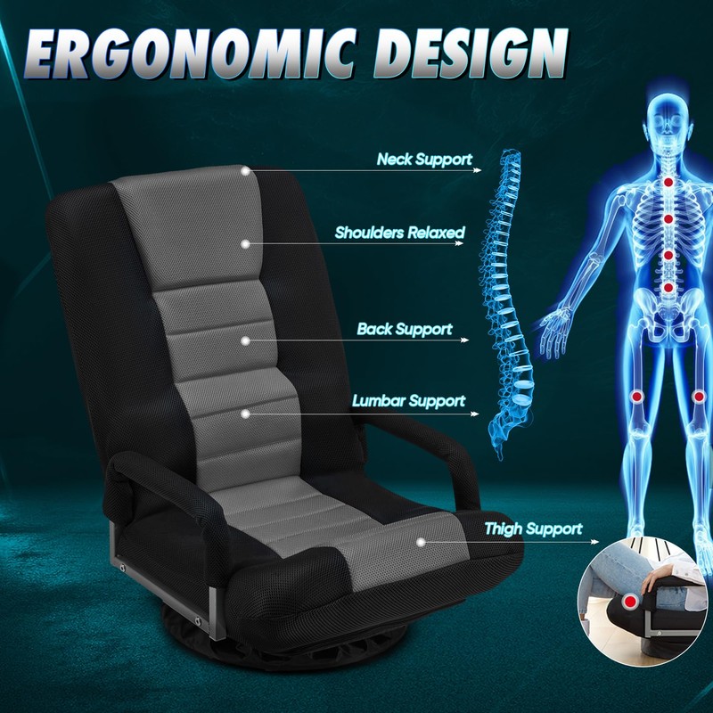 Avocahom 360° Swivel Chair 6 Adjustable Positions Backrest with Armrest