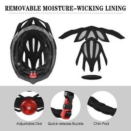 Aeike Bicycle Helmet for Adults Lightweight Cycle Bike Helmet with LED Light for Mountain Biking Riding Scooter Skating Outdoor Sport Safety Helmet
