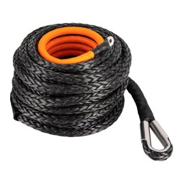 9/16" x76' Synthetic Winch Rope with Hook 35000lbs Breaking Strength Line Recovery Winch Cable for Most Winches of SUVs Trucks ATVs UTVs (Orange)
