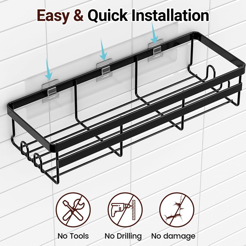 WOWBOX Shower Caddies 2 Pack - Adhesive Hanging Shower Shelf