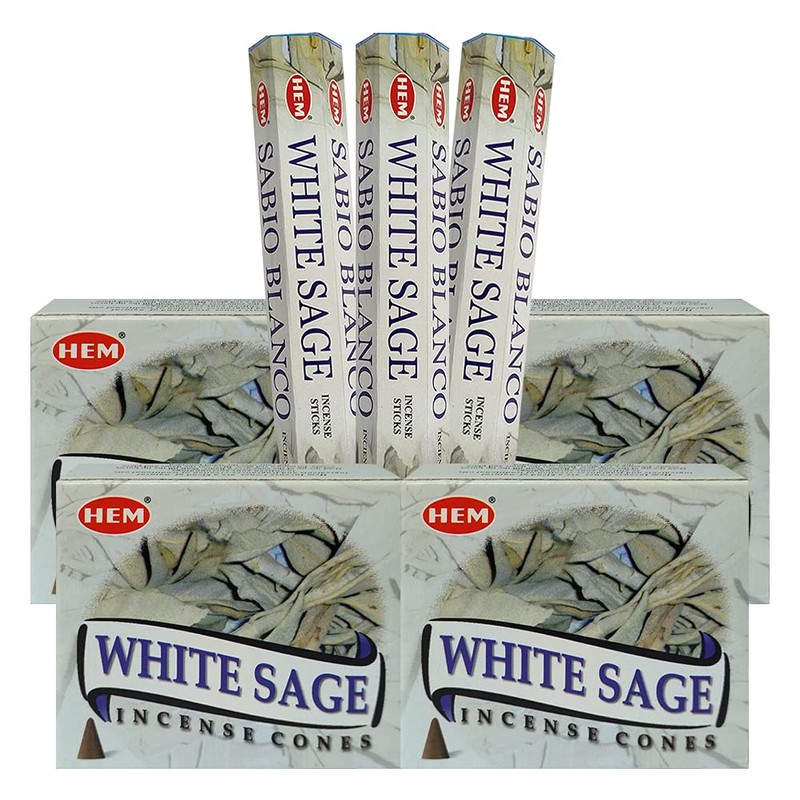 White Sage Incense Sticks and Cone Incense Holder Variety Pack