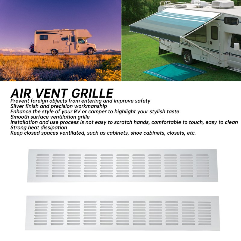 2 Pcs Air Vent Ventilation Grille Aluminium Alloy Rectangular Vent