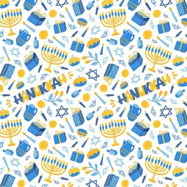 The Dreidel Company Hanukkah Theme Gift Wrap Design, Chanukah Gift Wrap 28" x 20" Inch Sheet Chanukah Wrapping Paper (6-Pack (12 Sheets))