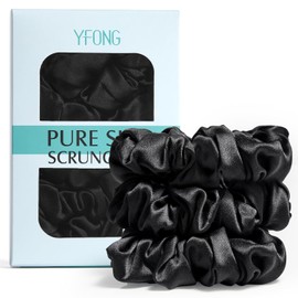 YFONG- 3 coleteros 100% seda para el cabello para dormir para mujeres y niñas, 22 momme de pura morera para el cabello contra el frizz y el encrespamiento