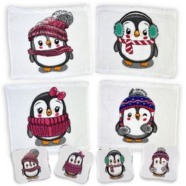 MIK funshopping Set of Magic Washcloths, Magic Cloth, Magic Towel, Party Bag, Children's Gift Tombola (Set of 4 Penguins)
