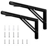 Folding Black Shelf Bracket, 10-inch Brackets for Shelves, Wall-Mounted Foldable