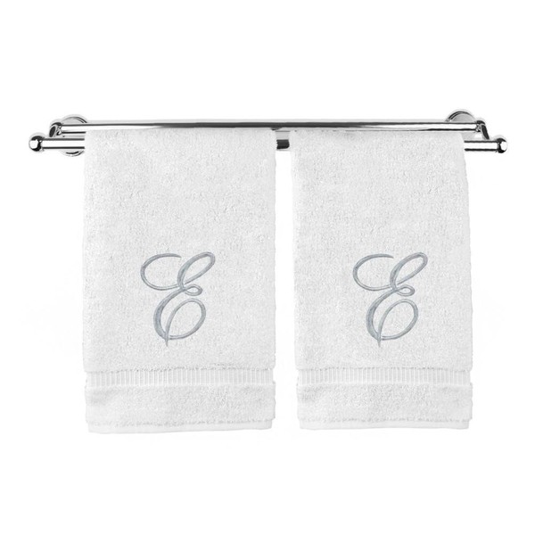 Pretty Monogrammed White Turkish Cotton Bath Hand Towel Set of