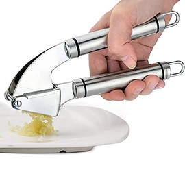 Sunkuka Premium Garlic Press Set - Large Capacity Stainless Steel Mincer, Crusher & Peeler, Ergonomic Design, Rust Roof, Easy Clean & Dishwasher Safe
