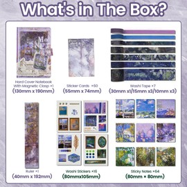 PANZIYU Charming Oil Painting DIY Journal Kit, Scrapbook Kit for Girls Ages 8-14,Journaling Art Crafts for Women, Scrapbooking Supplies，Stationary Set for Teens - Poplars