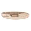 Damara Womens Rectangle Buckle Solid Color Skinny PU Waist Belt,Apricot