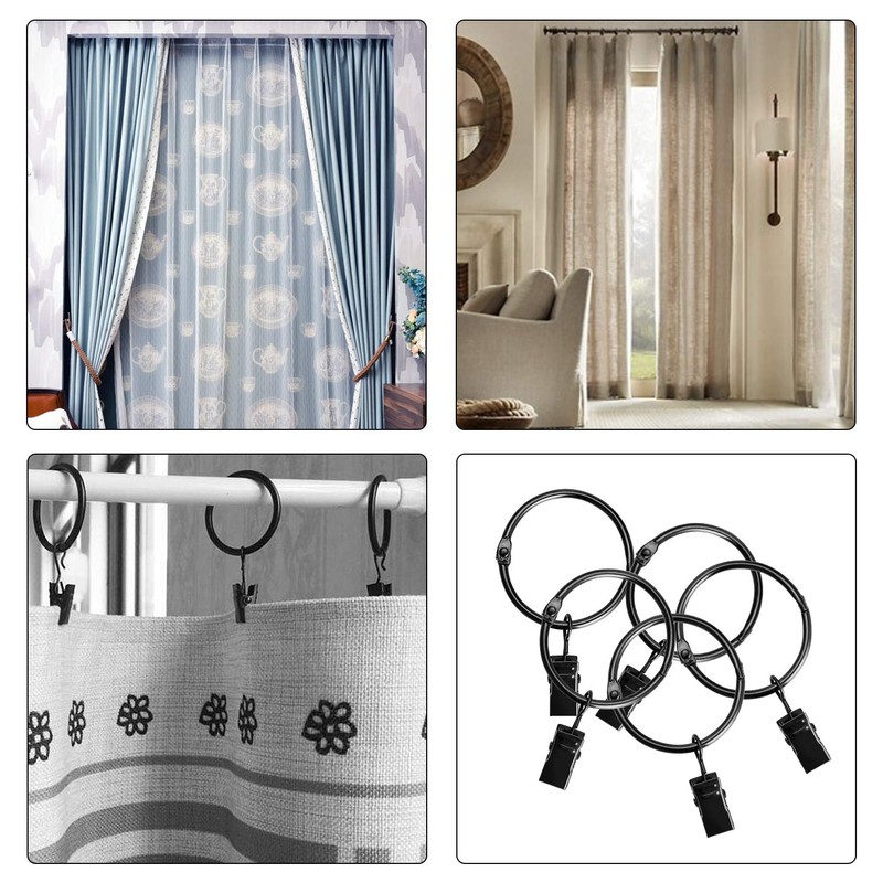 KaiYi Curtain Ring Clips, Curtain Clip Hooks Opening Design, 39mm