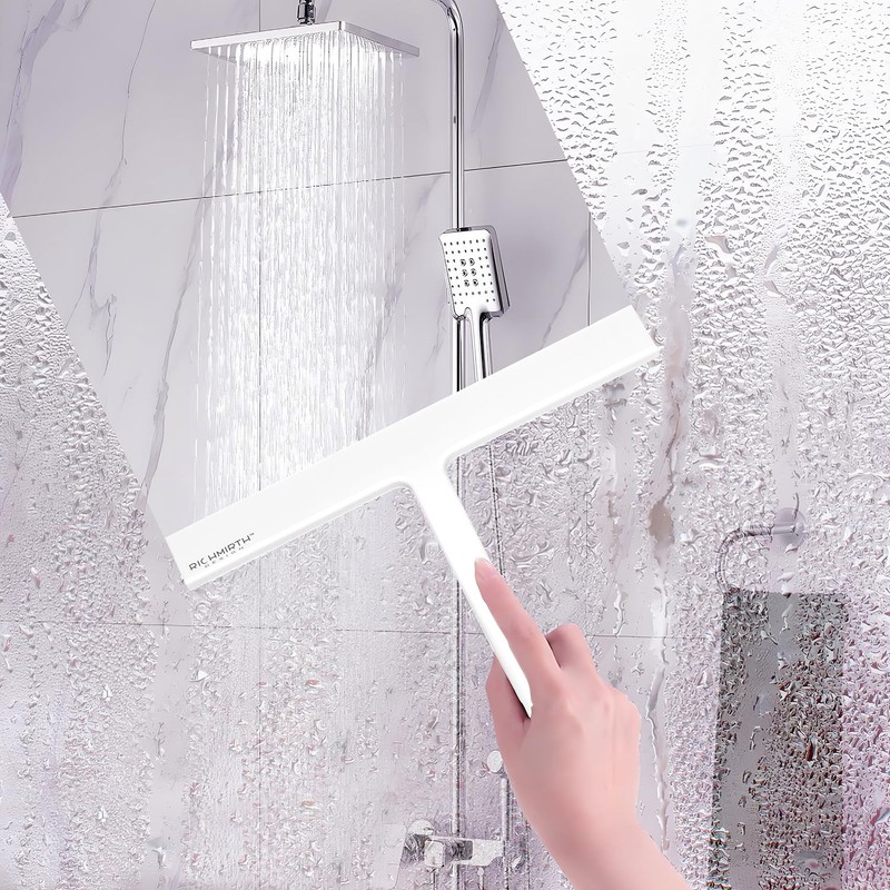 Shower Squeegee for Glass Doors, 10 Inch Width Silicone Rubber