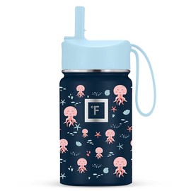 IRON °FLASK Kids Water Bottle - Straw Lid, 20 Name Stickers, Vacuum Insulated Stainless Steel, Double Walled Tumbler Travel Cup, Thermos Mug - Inkredible Octopus, 10 Oz
