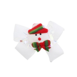 White Hair Bow with Snowman & Sparkle