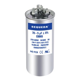 SEQUEDA 70+5 uF ±6% 370V/440V CBB65 CBB65A Dual Run Start AC Capacitor 70+5 MFD for Fan Motor Start or Heat Pump, Pool Pump and Condenser Straight Cool