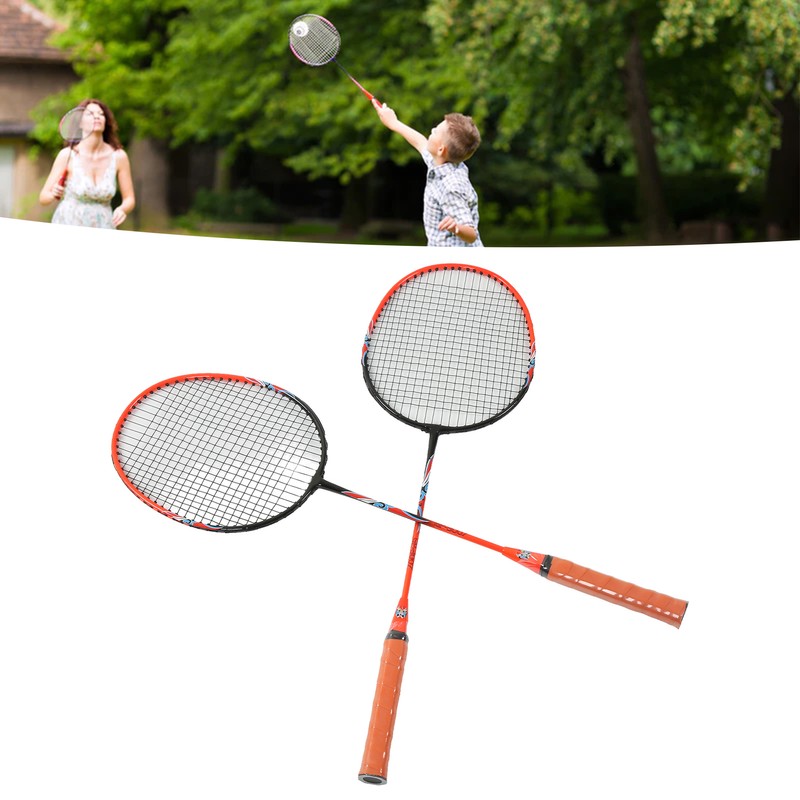 2 Player Badminton Racket Set Ferroalloy Integrated for Beginner Amateur