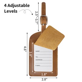 Ringsun Genuine Leather Luggage Tag for Suitcases ID Tags Bag Tags for Luggage (2 Pack)
