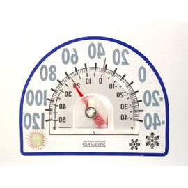 Springfield Static Cling Indoor Outdoor Thermometer, Temperature Gauge for Patio, Pool, and Sauna, 8-Inch, White/Blue