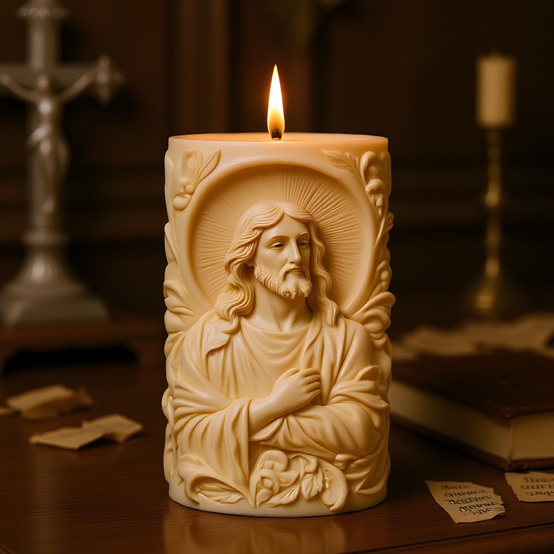 Jesus Candle Mold Religious Jesus Cylinder Resin Casting Silicone Molds