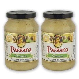 Paesana Piccata Gourmet Cooking Sauce Made with White Wine great on Chicken, Veal, Fish, Kosher Dairy. 15.75 oz. Jar - Packed in USA (2 Pack)