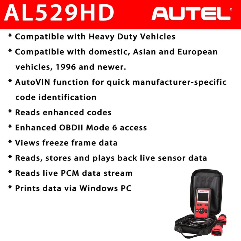 Autel AutoLink AL529HD OBD2 Scanner with Screen Wiper 2025 Heavy
