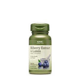 GNC Herbal Plus Bilberry Extract and Lutein Supplement, Vegetarian, Supports Eye and Vision Health, 60 Servings
