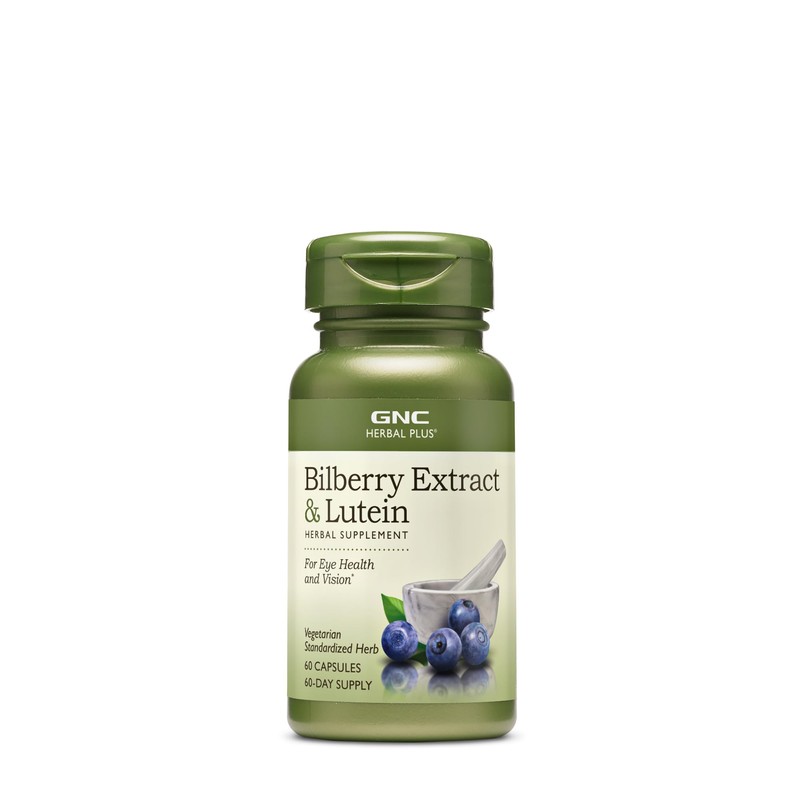 GNC Herbal Plus Bilberry Extract and Lutein Supplement, Vegetarian, Supports