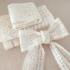 6 Pattern Set Embroidery Lace Ribbon Handmade Material Antique Style DIY Sewing Decoration Beige Length 3.3 ft (1 m) / Pattern Width 5.5 - 8.3 cm