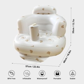 Inflatable Seat Baby 3 to 36 Months, Baby Sofa Seat, Baby Floor Seats, Learning Chair, Bath Seat, Baby Chair, Inflated Dining Chair, Portable, Anti-Falling, Foldable, Toy Seat (Small Bear)