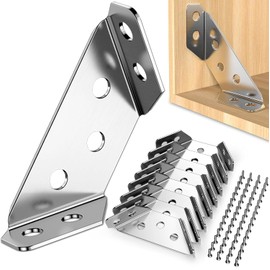 20 Pcs Stainless Steel Corner Connector,Corner Brackets for Wood,Triangle Angle Brackets, Furniture Corner Bracket with Screws,Triangle Support Fixed Corner Brace for Shelf Cabinet Table Desk