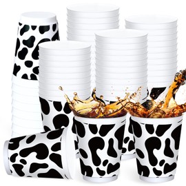 Tanlade 24 Pieces Cow Cups 16 oz Cow Print Plastic Cups Cow Birthday Party Supplies Western Cowboy Cups Reusable Plastic Cups for Farm Animal Cow Birthday Party Baby Shower Decorations