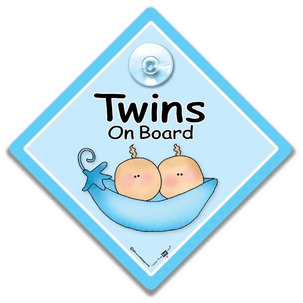 TWINS On Board Sign Blue Peapod, Baby On Board Sign,