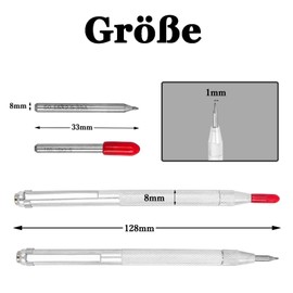 Bestgle 2 pieces tungsten carbide pen scribing needle carbide with 10 replacement red has marker tips, scribing needle metal for marking marking engraving wood tiles ceramic glass stone carbide pen