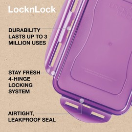 LocknLock Eco Rectangular Food Containers with Lids Set of 3 - Plastic Airtight & Watertight Food Storage Containers, BPA Free & Dishwasher Safe, 3 x 1L