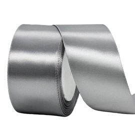 50mm Wide Silver Ribbon for Gift Wrapping,22M 2Inch Ribbon Silver Double Sided Satin Ribbon Solid Fabric Large Thick Ribbon Decorative Ribbon for Crafting,Hair Bow,Sewing,Floral,Wedding Car,Presents