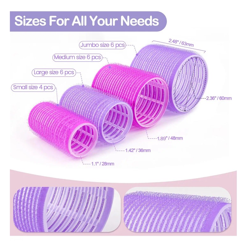 33pcs Hair Rulos Tubos Plstica Para Cabello Autoadheribles