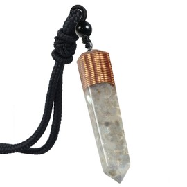 mookaitedecor Hexagon Column Pendant Necklace for Men and Women, Tumbled Stone Healing Stone Jewellery with Adjustable Chain 46-62 cm, labradorite stone Fabric