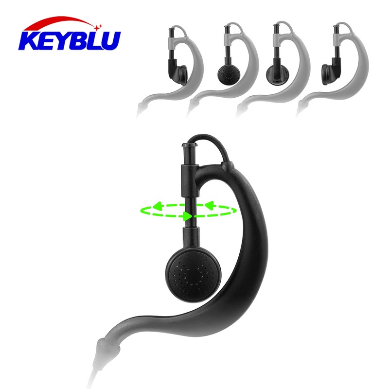 KEYBLU G Shape Earpiece with PTT Mic, 2 Pin Single