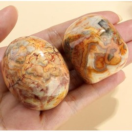 QINJIEJIE QINJIEJIE Crazy Lace Achat Steine natrliche Edelstein Gro? Kristalle Polierte Stein Crazy Lace Achat 2 Stck Kristallstein Trommelsteine Handschmeichler Sorgenstein Reiki Meditation