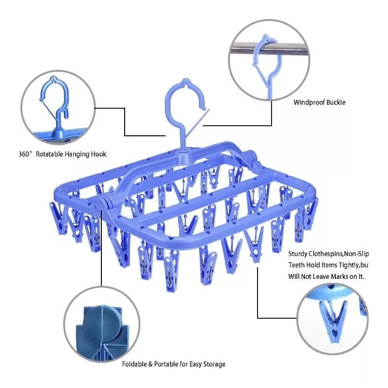 Misorel Set 3 Ganchos Multifuncional Cuadrado 36 Pinzas