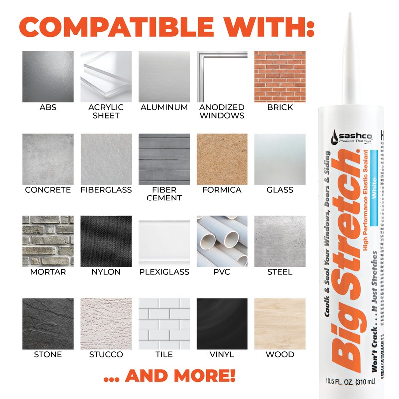 Sashco Big Stretch Acrylic Latex High Performance Caulking Sealant, 10.5