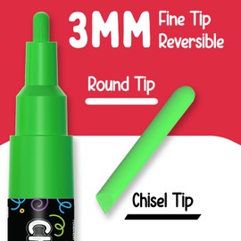 Chalkola 20 Fine Tip Liquid Chalk Markers for Blackboard (3mm Reversible Tip, Neon, Pastel Colors + Gold, Silver) | Thin Chalk pens for Chalkboards, Window, Car, Glass - Erasable Chalkboard Markers