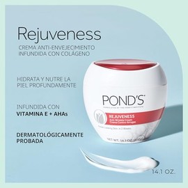 POND’S Rejuveness Crema Facial – Hidratante Facial Antienvejecimiento con AHA, Vitamina E y Colágeno – Crema Antiarrugas Diaria para Mujeres – Crema F