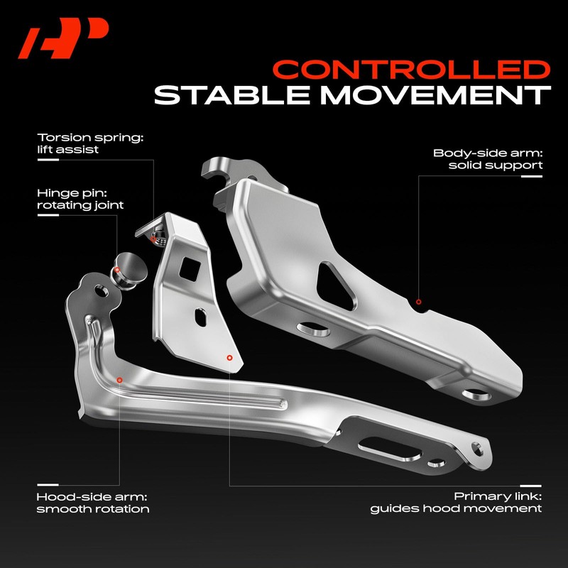 A-Premium Set of 2 Front Driver and Passenger Hood Hinges