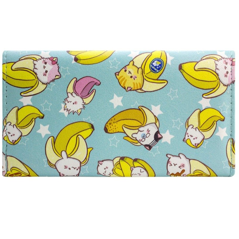 Bananya Anime Banana Cat Blue Tri-Fold Purse