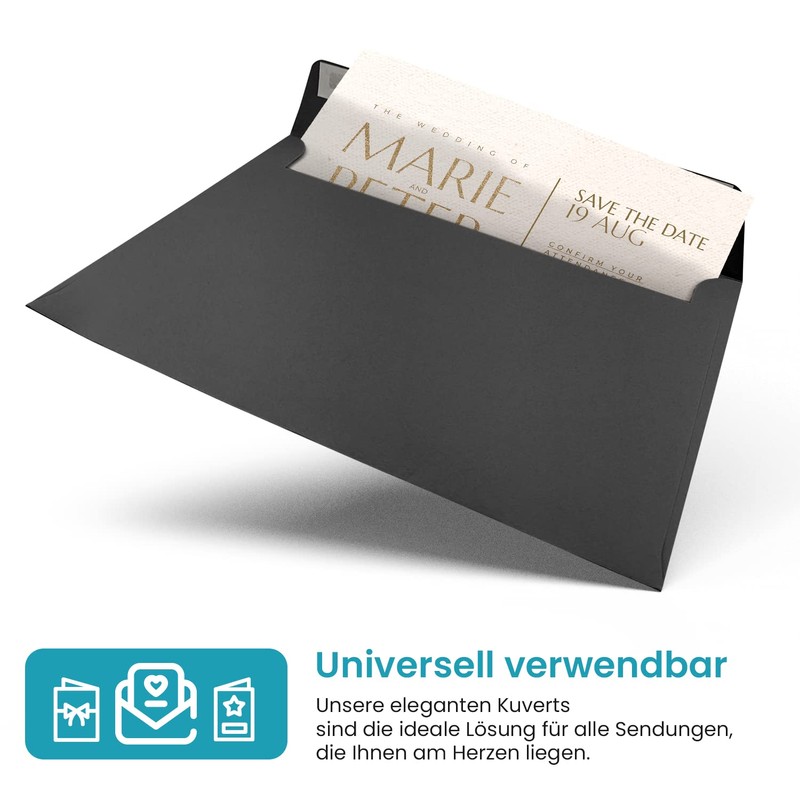 Netuno 25 Coloured Envelopes Black DIN C5 16.2 x 22.9