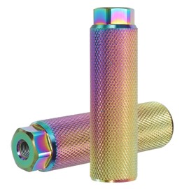 PATIKIL Aluminum Alloy Bike Pegs Fit 3/8 inch Axles, 2 Pack Anti-Skid lead Foot Bicycle Pegs Back Seat Stands for BMX Mountain Bike Cycling Rear Stunt Pegs, Color Plated